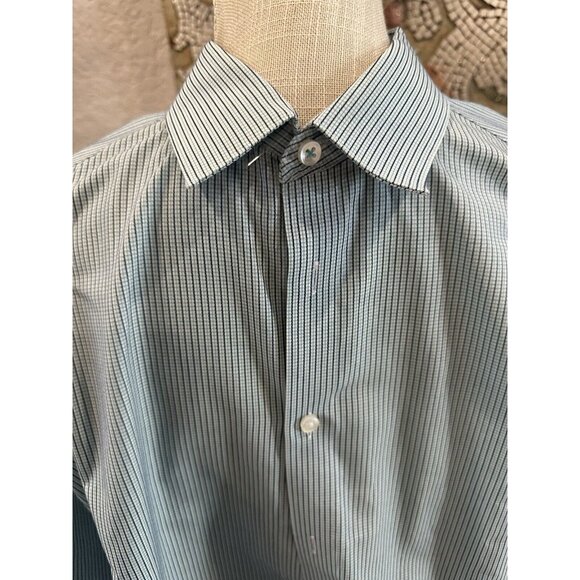 Calvin Klein Mens Non-Iron Slim Fit Striped Button-Up Shirt Size 16.5 34/35 - Picture 2 of 8